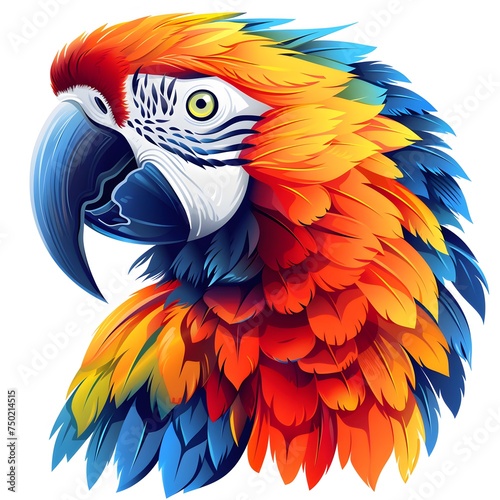 Parrot illustration logo design on white isolated background
