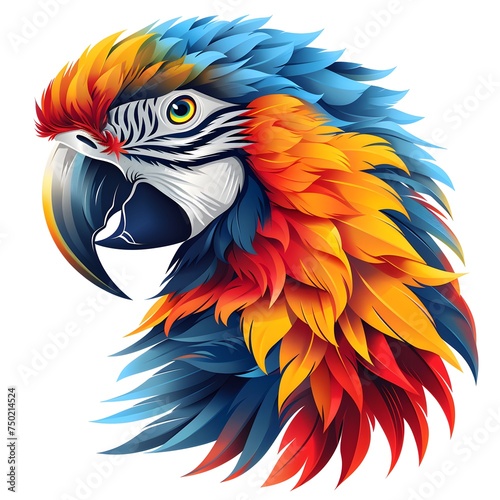 Parrot illustration logo design on white isolated background