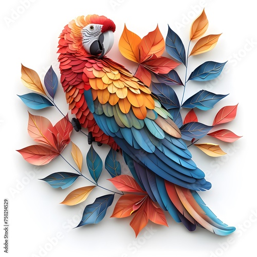 Parrot illustration logo design on white isolated background