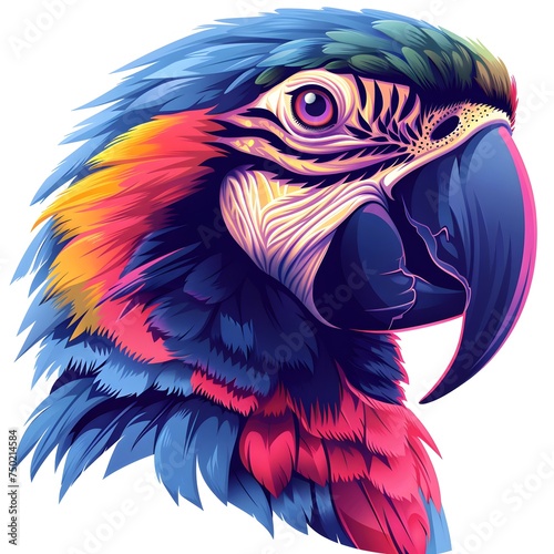 Parrot illustration logo design on white isolated background