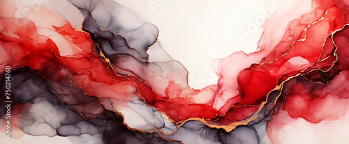 Abstrakcje, czerwone tło fale © Iwona
