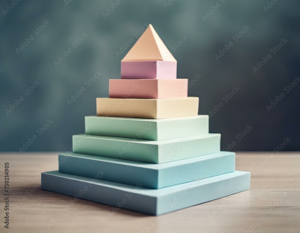 pastel-colored pyramid with levels, showcasing blank shapes pastel-colored pyramid with levels, showcasing blank shapes