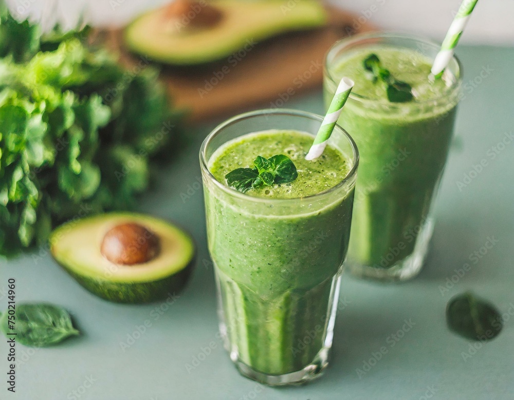 green smoothie with kiwi in a glass for healthy lifestyle full with vitamins, nutrition concept green smoothie with kiwi in a glass for healthy lifestyle full with vitamins, nutrition concept