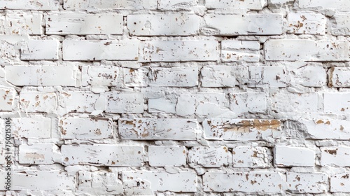 It's a retro whitewashed old brick wall surface showcasing a white rustic brick texture © Orxan