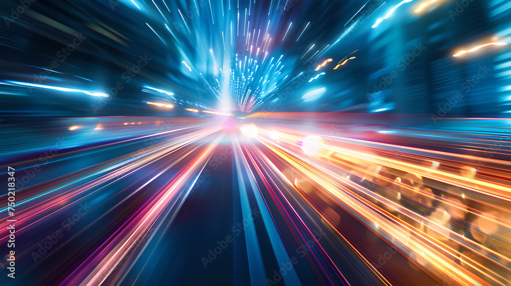 colorful light curves in motion high speed technology cables or streets as business background: abstract composition