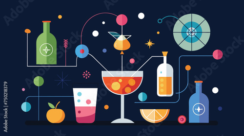 Vibrant Cocktail Party Vector Illustration With Festive Drinks and Decor