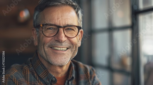 Happy Man With Glasses Smiling