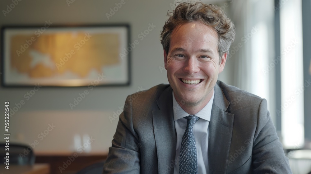 Fototapeta premium Smiling Man in Suit and Tie