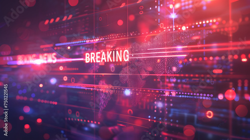 Breaking news broadcast vector futuristic background with world map. News broadcast and "BREAKING NEWS" live illustration