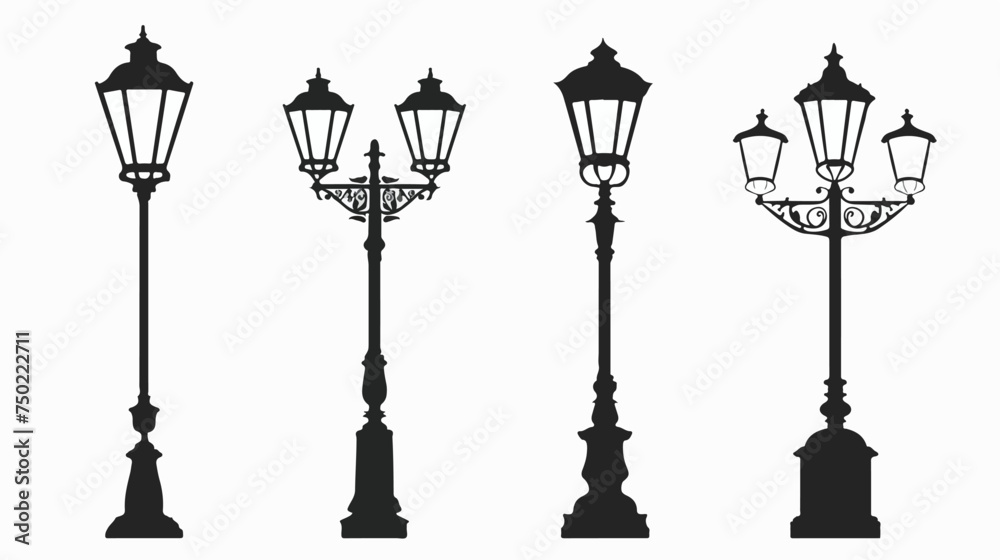 Old street lamp black silhouette vector isolated ill
