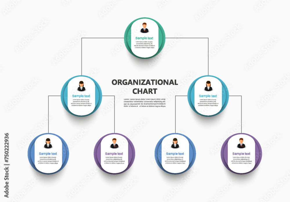 Corporate organizational chart with business avatar icons. Business ...