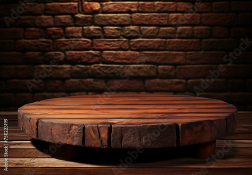 empty stand, Wooden podium, beauty background, round side table, Minimal background, for product presentation, for display product