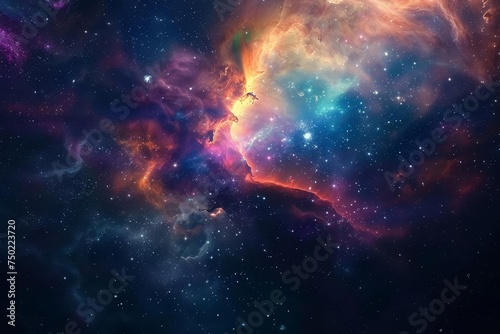 Colorful cosmic nebula Capturing the mesmerizing beauty of outer space Ideal for backgrounds Science fiction themes Or educational content about the universe