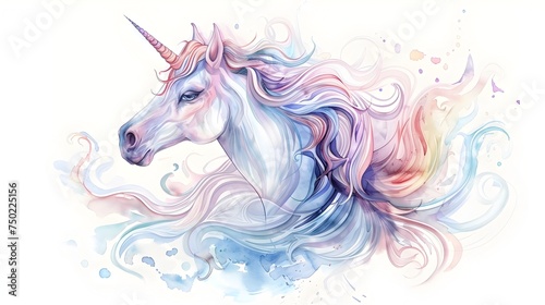 Vibrant Watercolor Unicorn Illustration