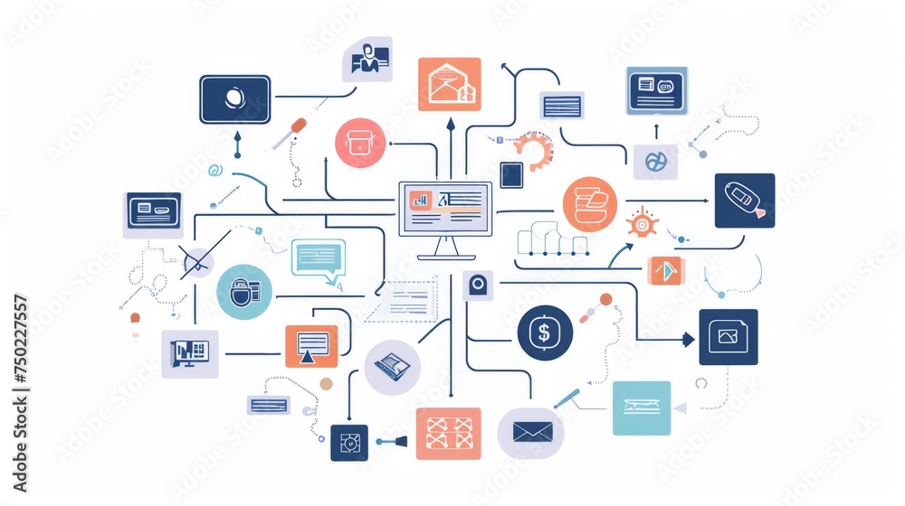 Simplified Data Navigation - Modern Flowchart Design - Business Process and Workflow Optimization - Generative AI