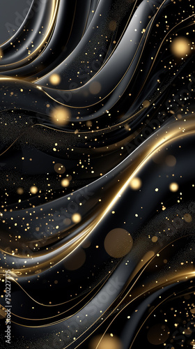 Luxurious Dynamic Waves UI with Black and Gold Intertwining Lines