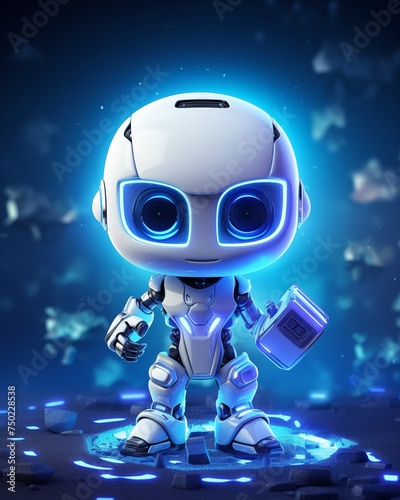 cute white robot on a colored background