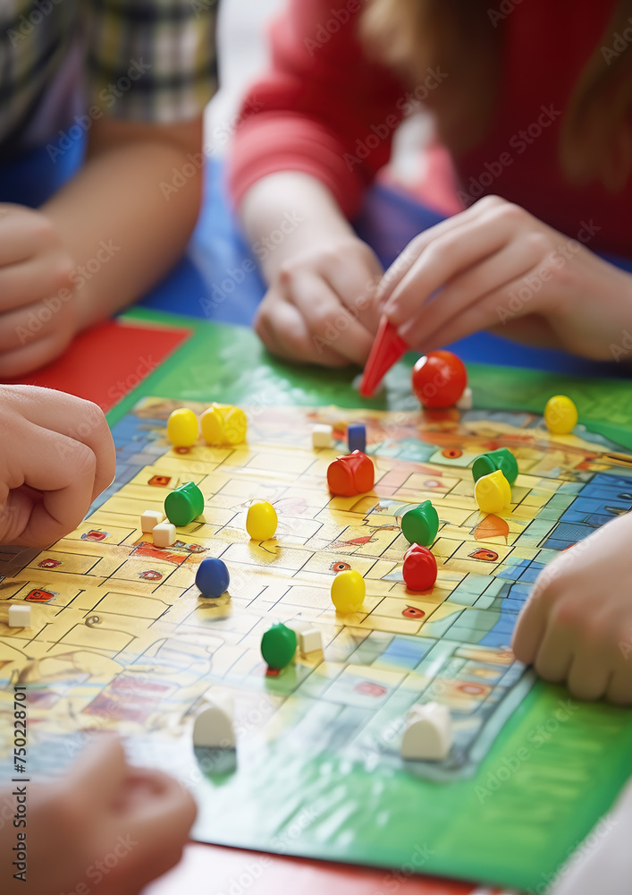 family playing a board game, close-up, playing field, chips, rules, hands, company, friends, children, parents, fun, logical, strategic, table, house, room, cubes family playing a board game, close-up, playing field, chips, rules, hands, company, friends, children, parents, fun, logical, strategic, table, house, room, cubes