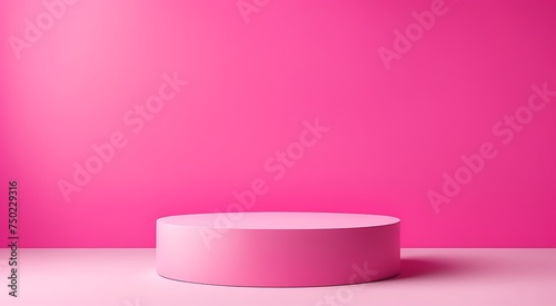 Minimalist pink pedestal against a matching pink background, ideal for product display. © Maule