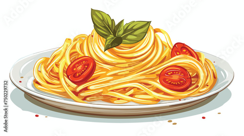 Spaghetti italian food isolated on white background