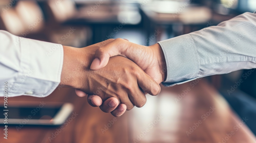 Professional Handshake Over Contract - Business Agreement - Successful Negotiation - Corporate Partnership - Generative AI Professional Handshake Over Contract - Business Agreement - Successful Negotiation - Corporate Partnership - Generative AI