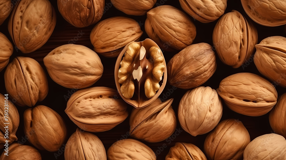 Fresh walnuts full frame close-up for background Fresh walnuts full frame close-up for background