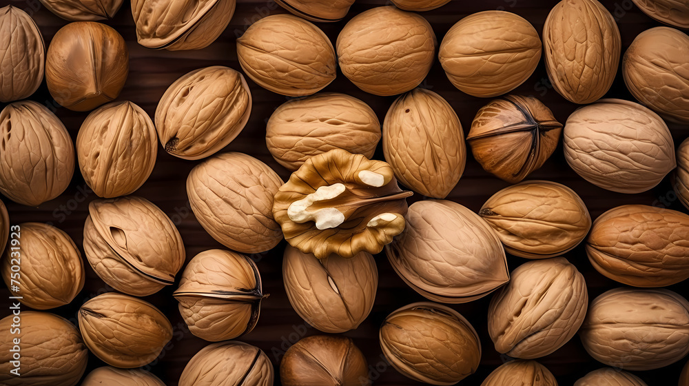 Fresh walnuts full frame close-up for background Fresh walnuts full frame close-up for background