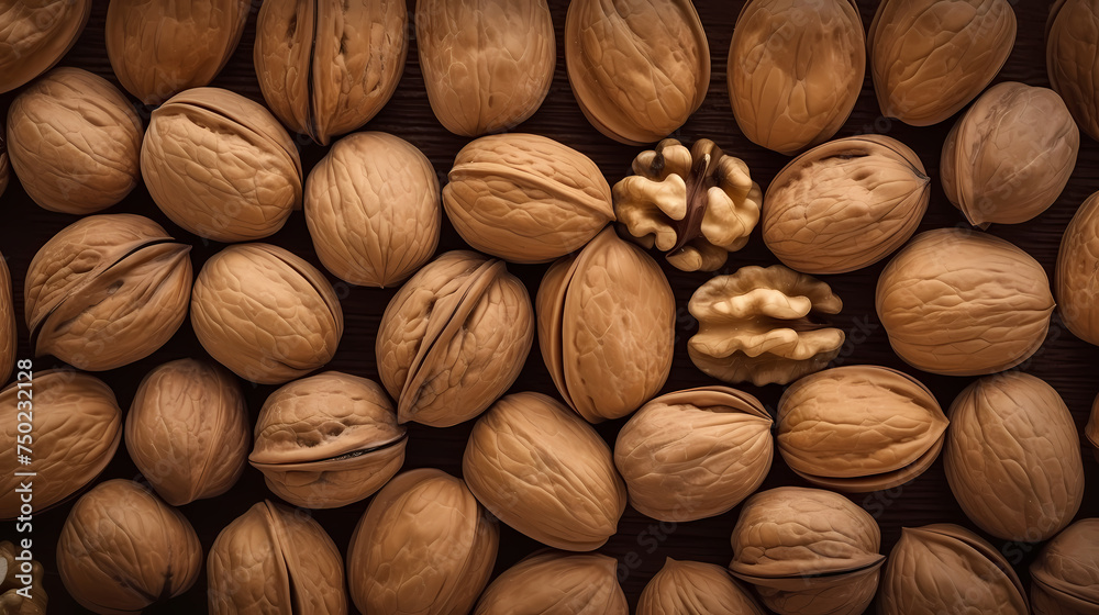 Fresh walnuts full frame close-up for background Fresh walnuts full frame close-up for background
