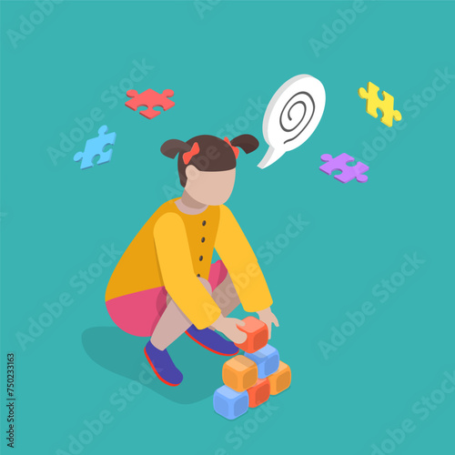 3D Isometric Flat Vector Illustration of Asperger Syndrome, Social Difficulties