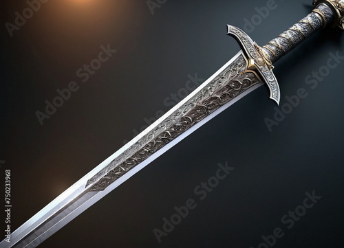 An ancient knight's sword. Cold steel of the past. A rare antique blade.