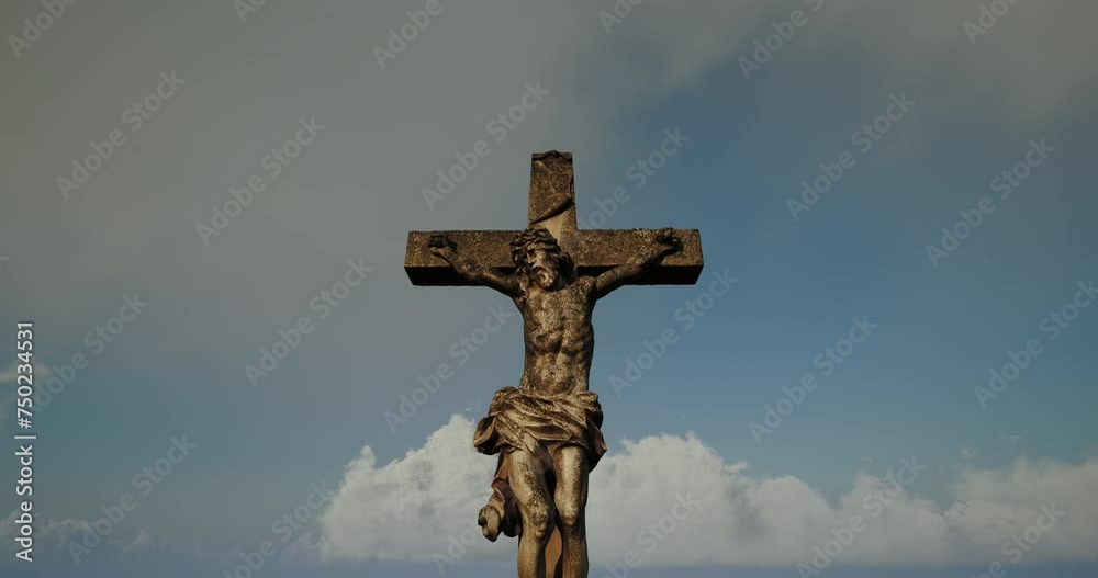 The cross on the Golgotha hill with beautiful clouds fast moving on the blue sky. Resurrection, new life, Easter video postcard. The cross on the Golgotha hill with beautiful clouds fast moving on the blue sky. Resurrection, new life, Easter video postcard.