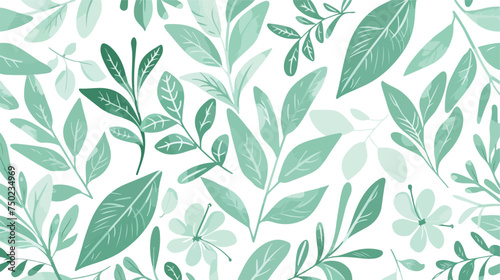 Vector mint green floral texture seamless pattern is