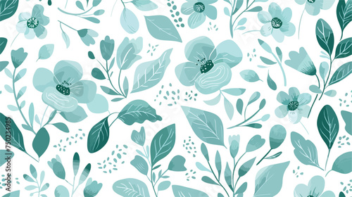 Vector mint green floral texture seamless pattern is