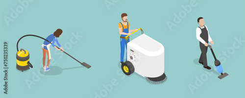 3D Isometric Flat Vector Illustration of Cleaning Service , Professional Hygiene Service