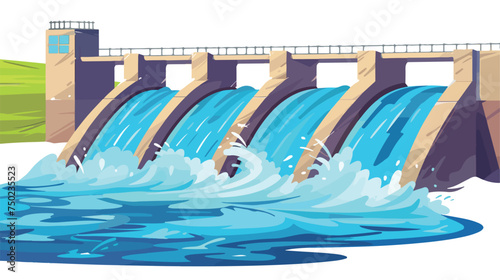 Water dam icon over white background. colorful desig