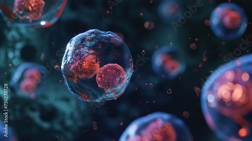 cancer cells, Stem Cells Immunotherapy. Generative Ai photo