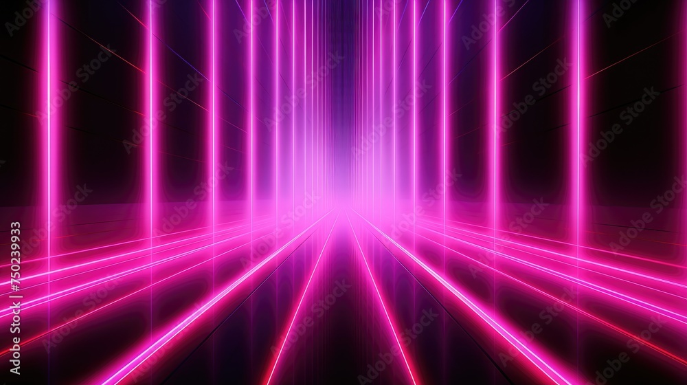 Neon Lights Tunnel in Dark Room Neon Lights Tunnel in Dark Room