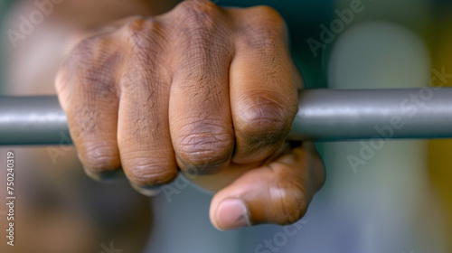 A closeup of a subjects hand as they grip and release a specially designed handle measuring their hand strength and dexterity.