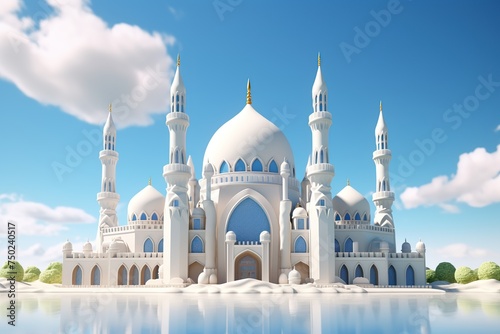 Beautiful white Mosque, Ai Generated