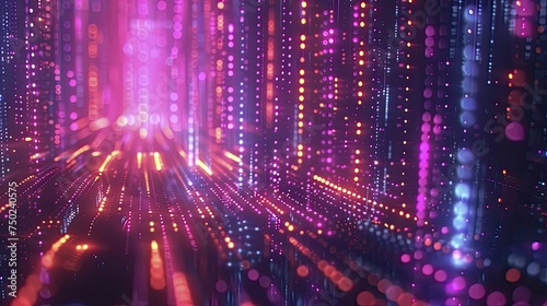 Abstract digital matrix features neon pathways, perfect for presenting cutting-edge tech devices.