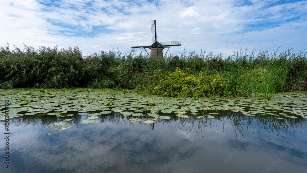 Windmill in dutch polder, Holland