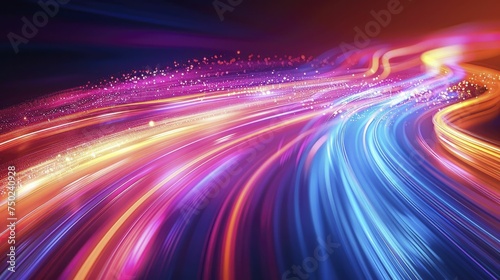 Abstract streaks of light with dynamic stage  spotlighting high speed electronics.
