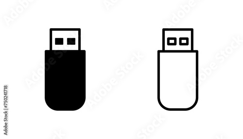 Usb icon set. Flash disk icon vector