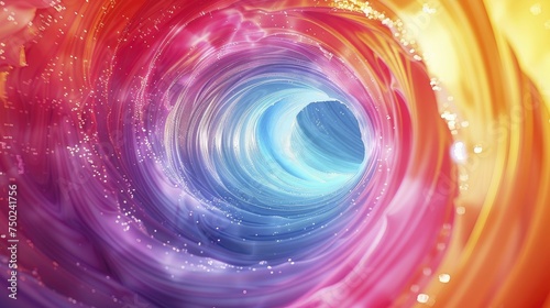 Rainbow hued abstract vortex background enhances creative product presentations with added vibrancy.