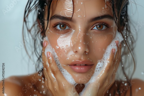 Beauty Face Vitamin A Aloe Vera. Natural organic Skincare products: Aromatherapist cosmetic lotion, moisture Cream cleanser gel, Brightening serum and unbranded blank cream tube Lip harmony jar pot