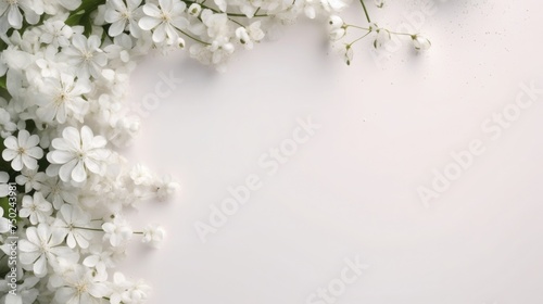 white background or texture. spring flowers. frame, place for text. template, greeting card for Mother's Day, March 8