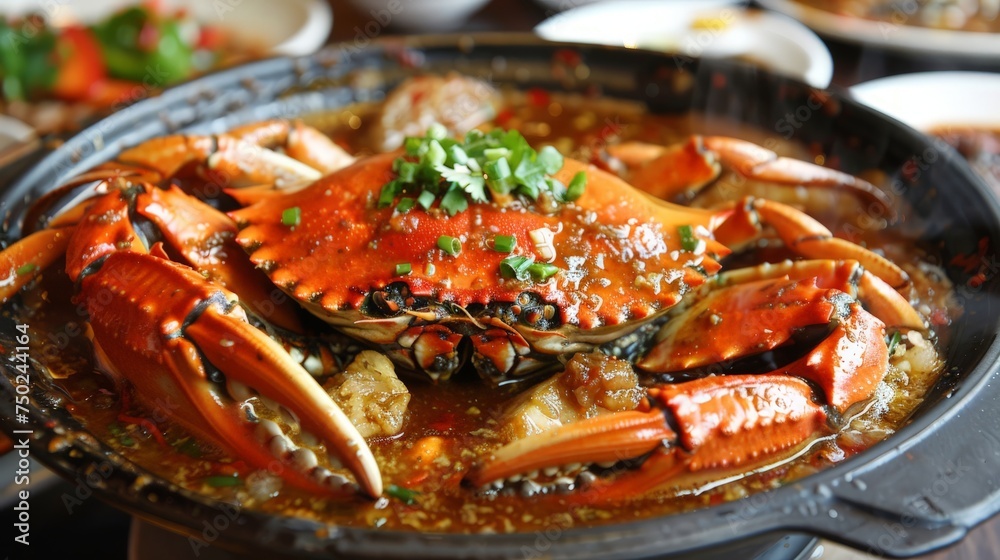 Singapore chili mud crab in in restaurant Singapore chili mud crab in in restaurant