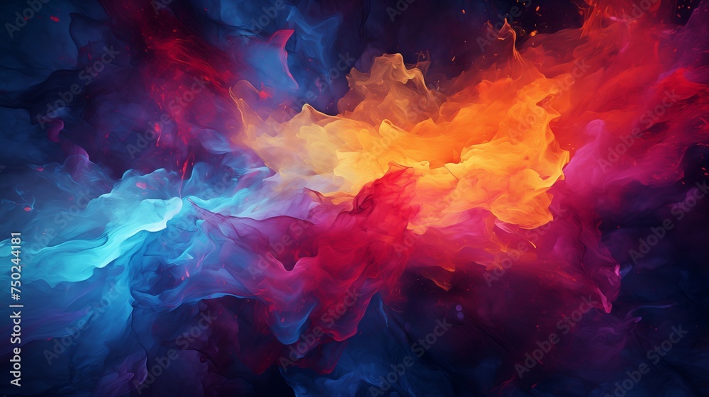 Colorful Smoke Abstract Wallpaper blend of vibrant colors deep purples, bright reds, and intense oranges.