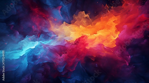 Colorful Smoke Abstract Wallpaper blend of vibrant colors deep purples, bright reds, and intense oranges.