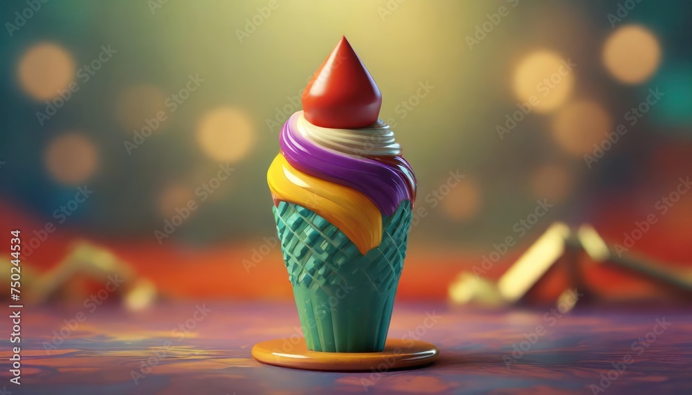Fototapeta premium colorful 3d cupcake